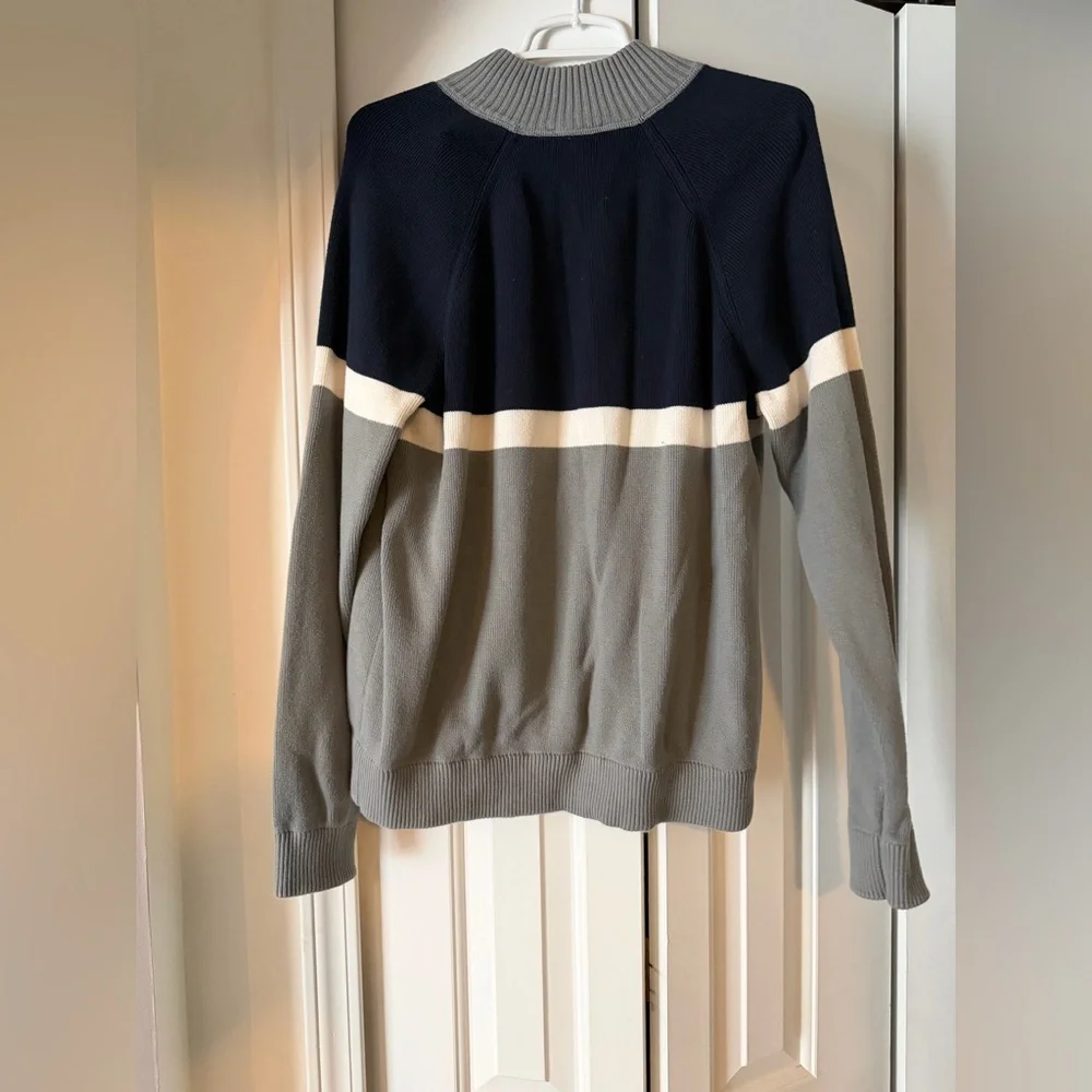 Express Men's Zip-Up Sweater in Navy and Gray - Picture 3 of 5